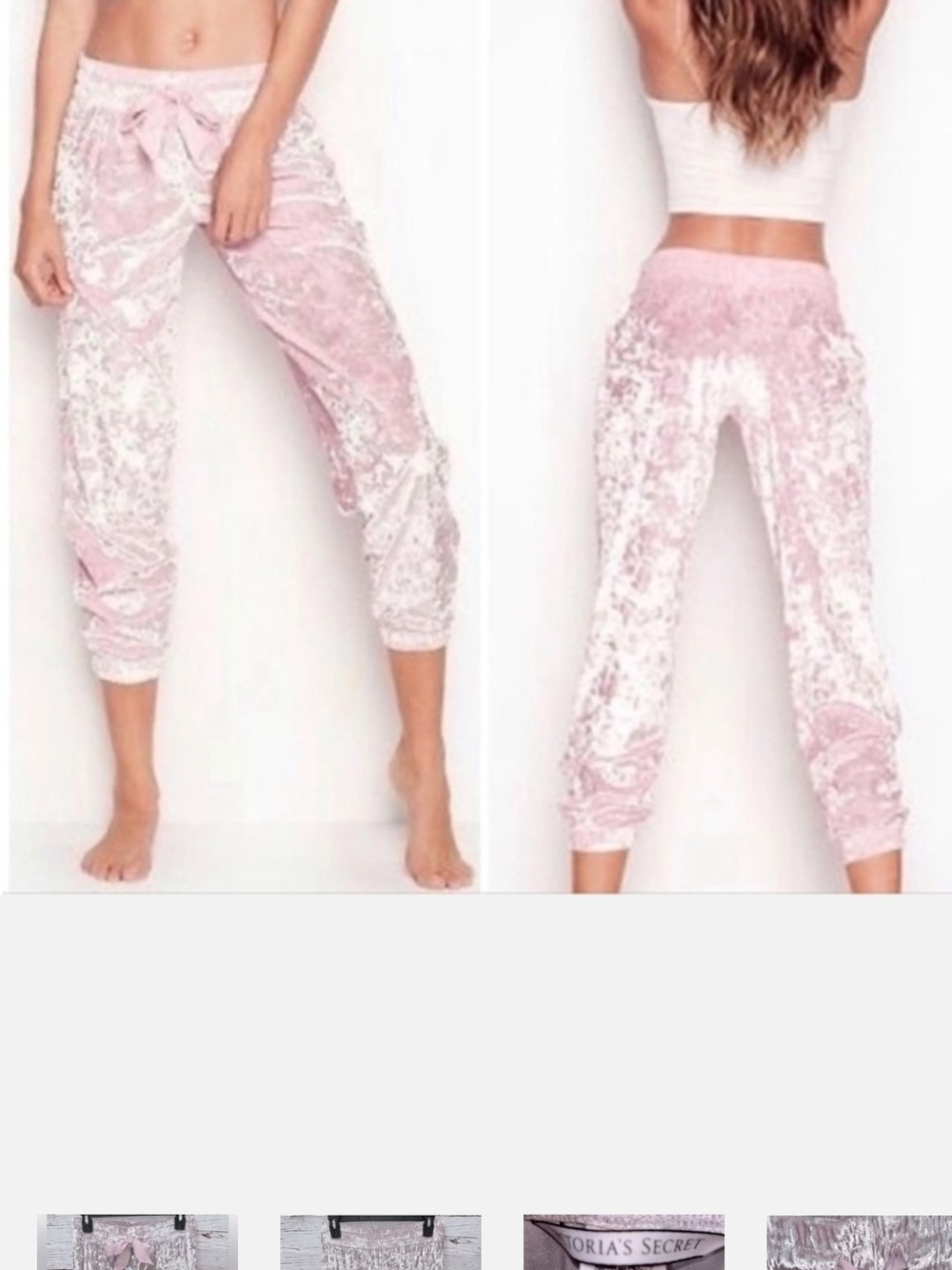 Victoria's Secret Light Pink/Lilac Crushed Velvet Jogger Pajama Pants